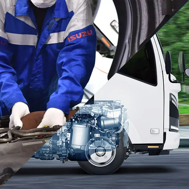 トラックの整備とisuzuトラックのイメージ